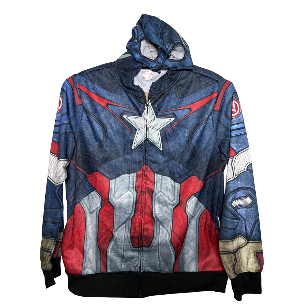 Marvel Captain America Hoodie Men XXL Full Zip Mask Avengers Age of Ultron